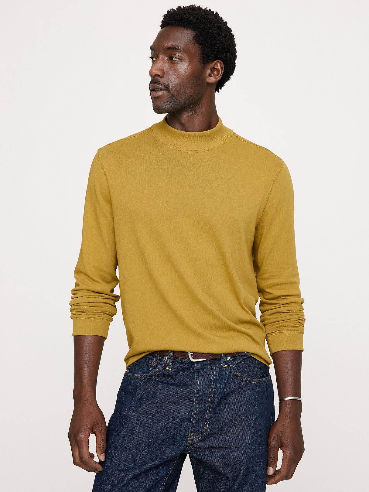 Cotton Jersey Mock-Neck T-Shirt | Banana Republic