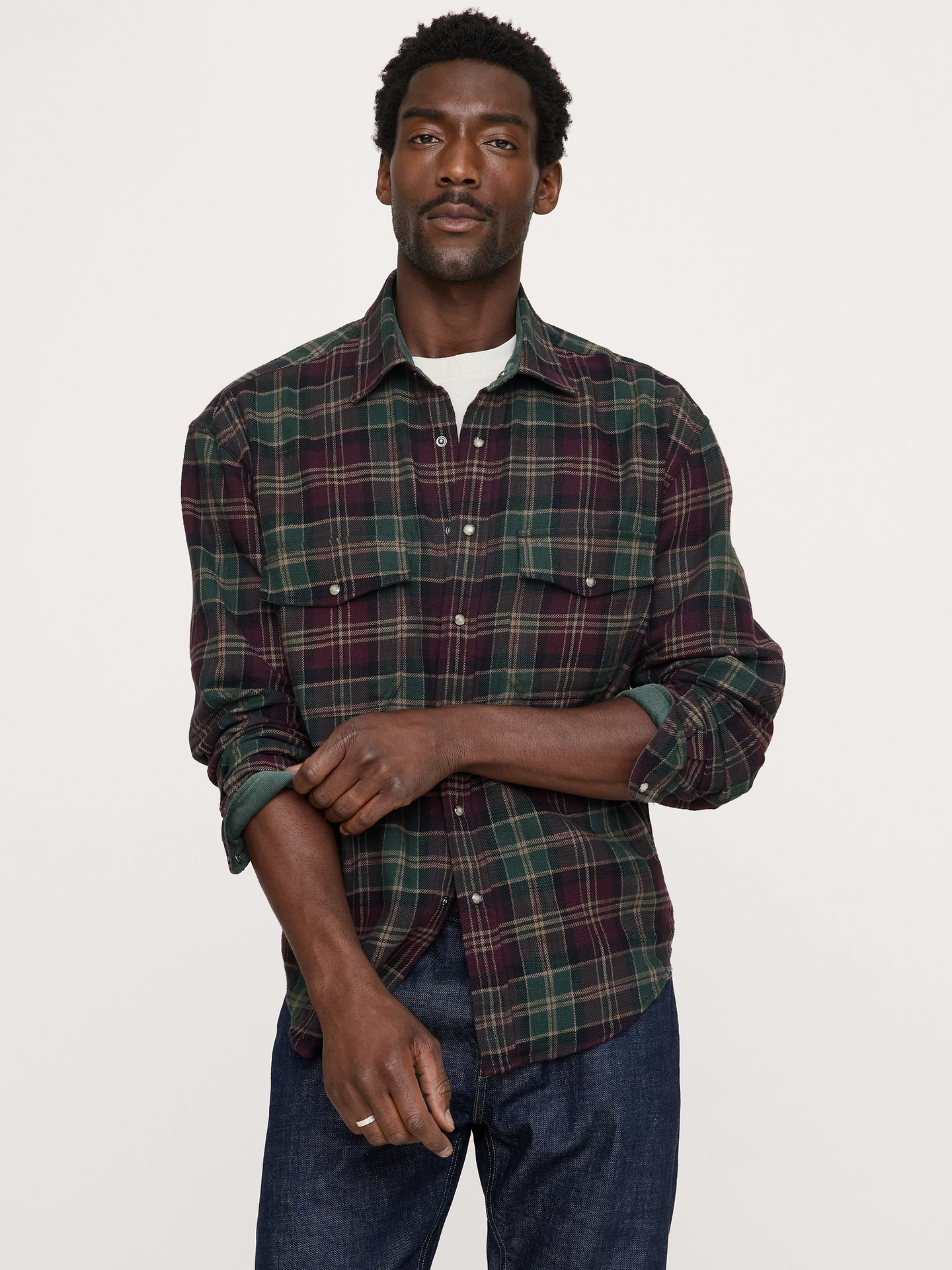 L'image numéro 1 présente Chemise utilitaire décontractée en flanelle