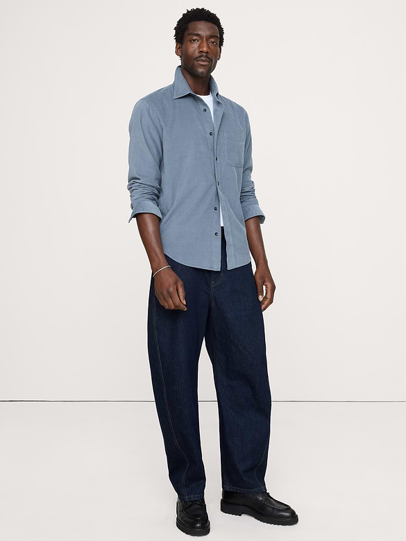 Chemise standard en velours côtelé léger