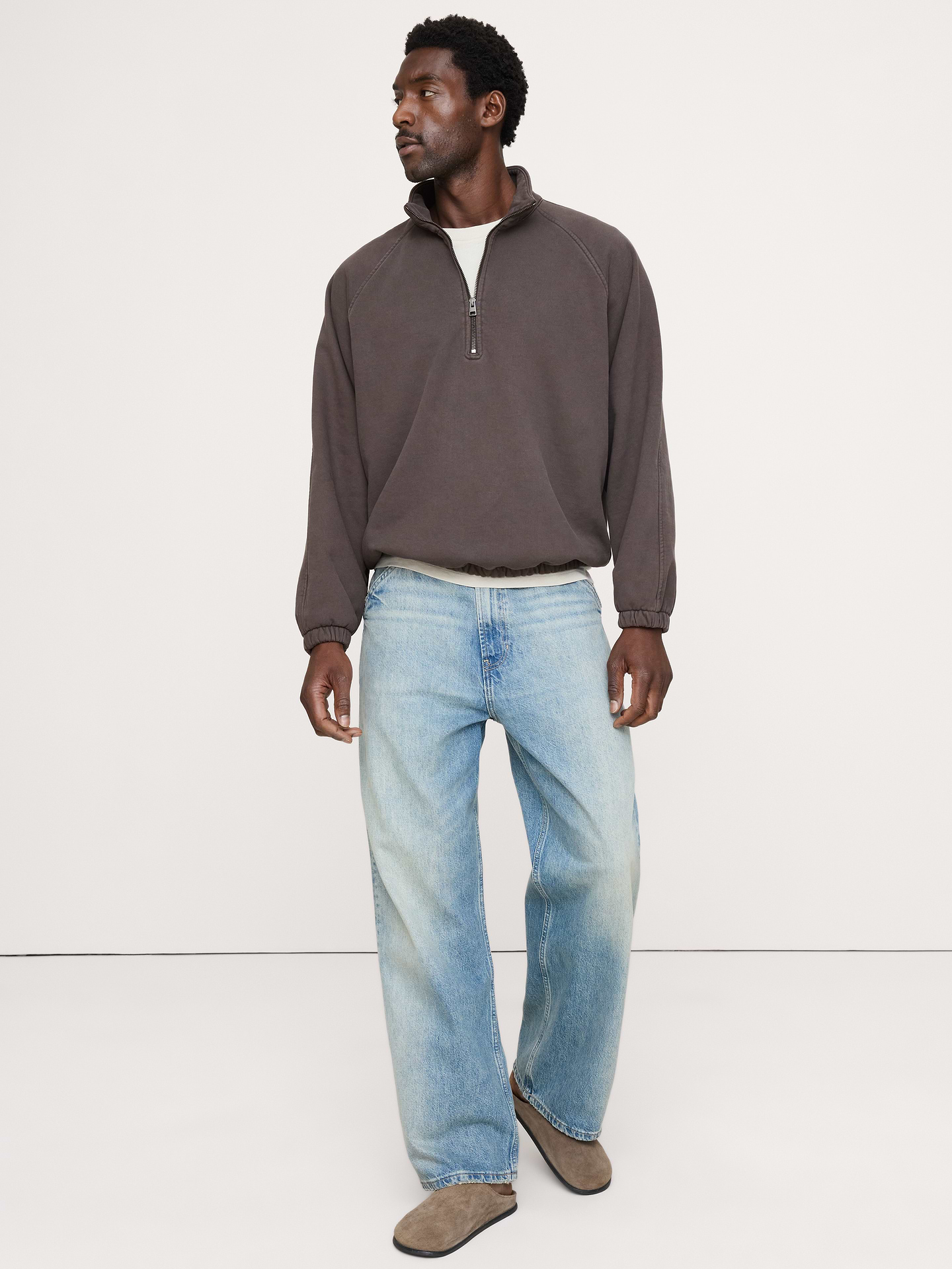 Image 4 of 5, French Terry Quarter-Zip Sweatshirt