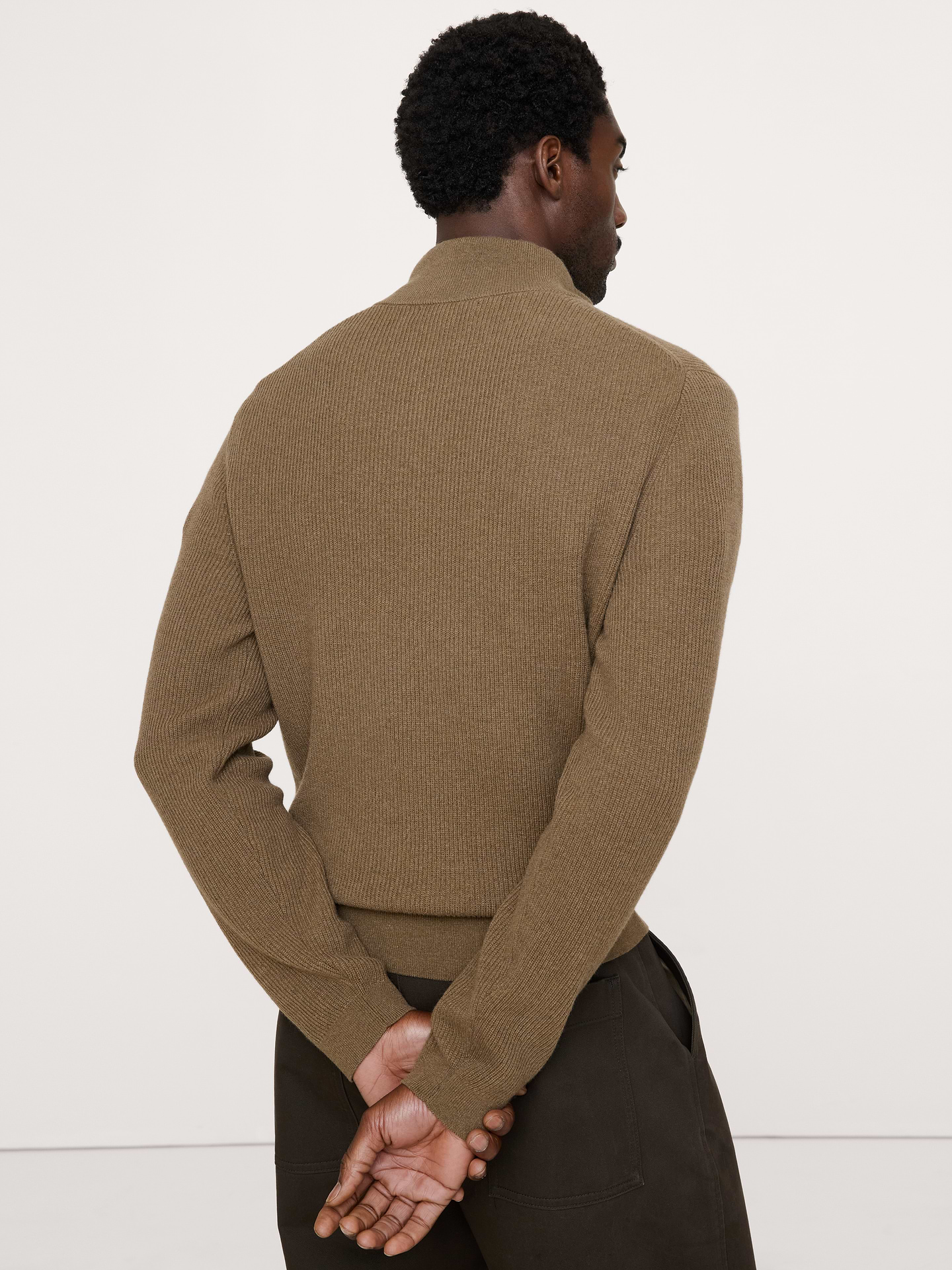 Image 3 of 5, Italian Merino-Blend Quarter-Zip Moto Sweater