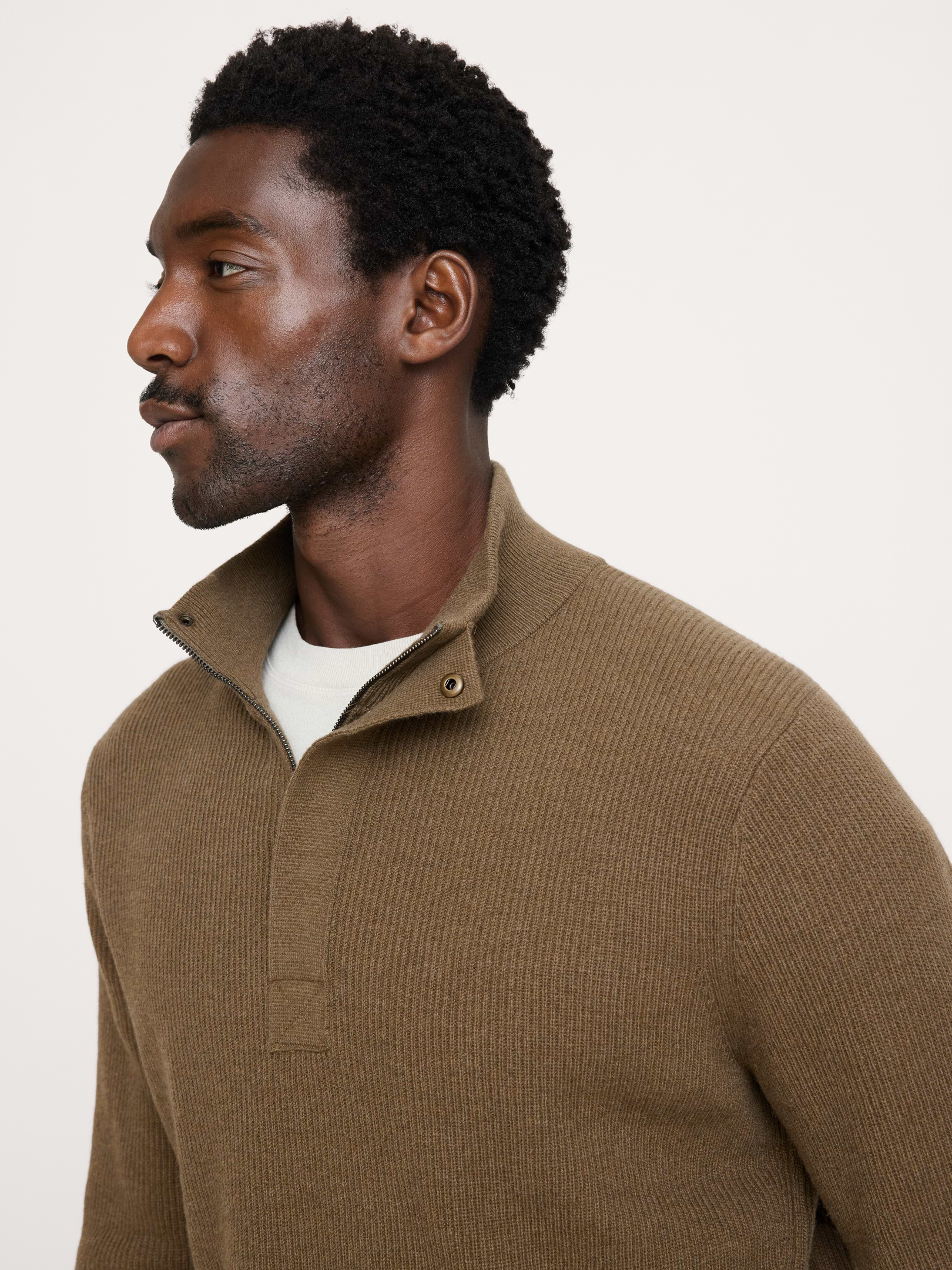 Italian Merino-Blend Quarter-Zip Moto Sweater | Banana Republic