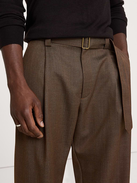 Loose Belted Twill Dress Pant