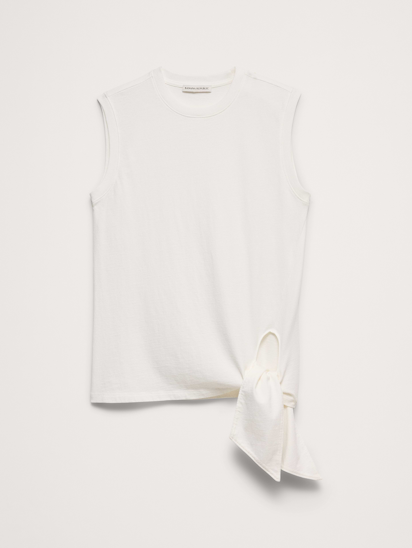 L'image numéro 4 présente Camisole rétro en coton à ourlet noué