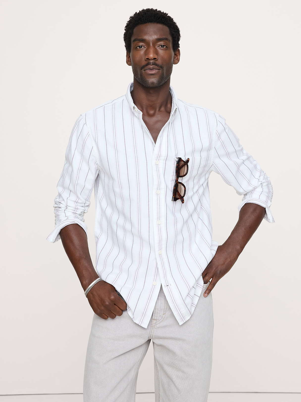 【新品】ëpa epa half oxford shirt ホワイト Standard-Fit Cotton Oxford Shirt | Banana Republic