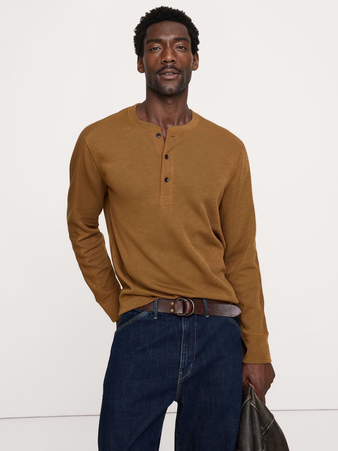 Image number 1 showing, Slub Double-Knit Henley T-Shirt
