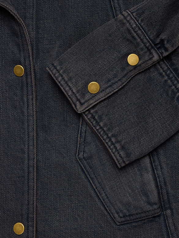 Cropped Denim Trench Coat