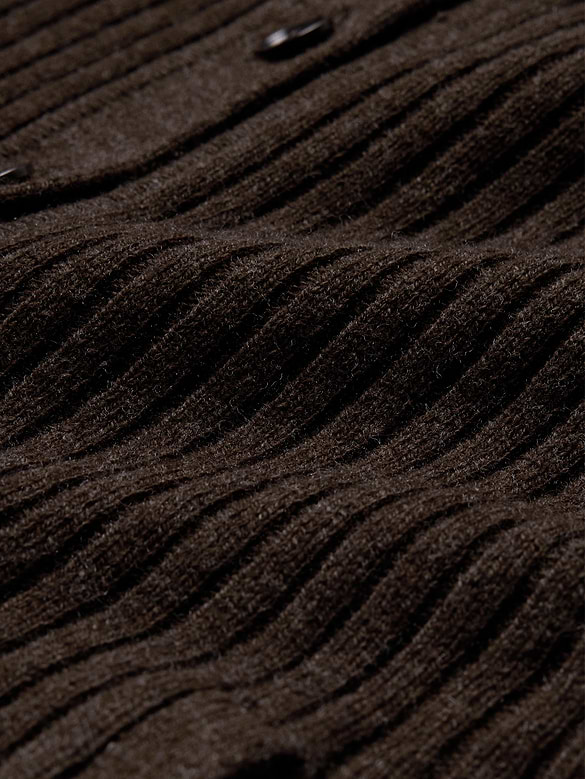 Merino-Cotton Mock Neck Cardigan