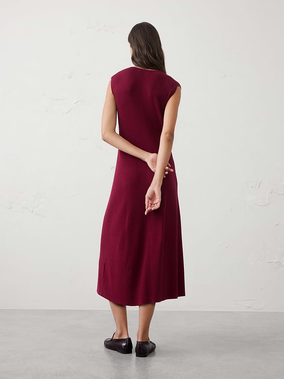 Cotton Ribbed Midi Sweater Dress