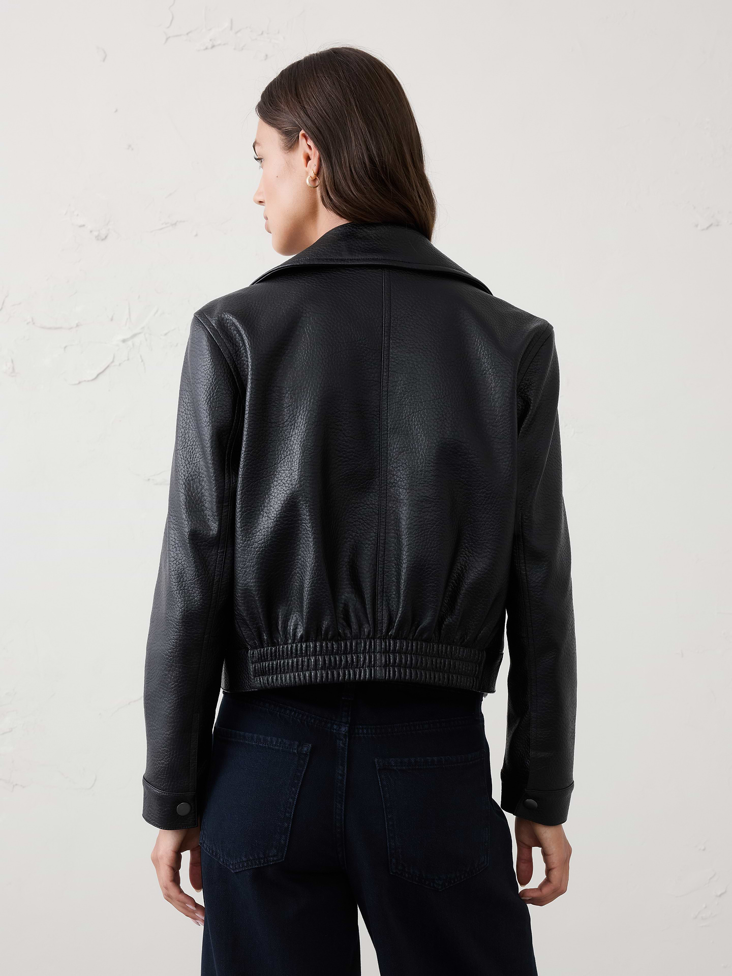 Image number 2 showing, Vegan Leather Cropped Moto Jacket