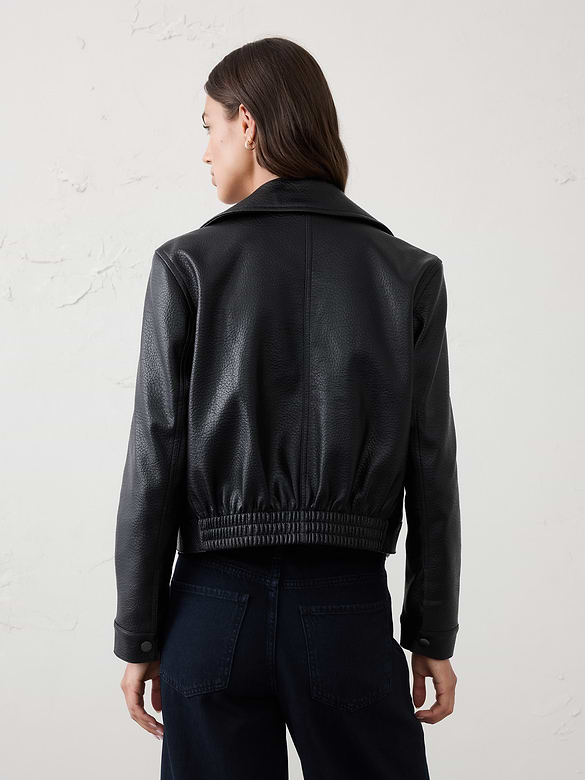 Vegan Leather Cropped Moto Jacket