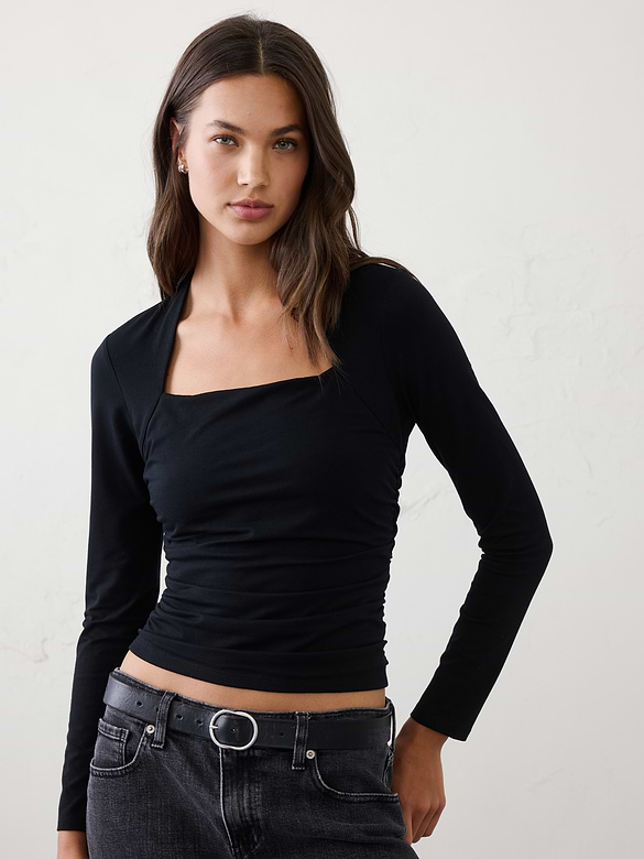 Soft Stretch Square-Neck Top