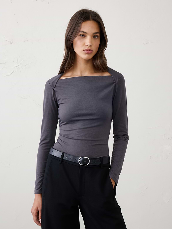 Jersey Straight-Neck T-Shirt