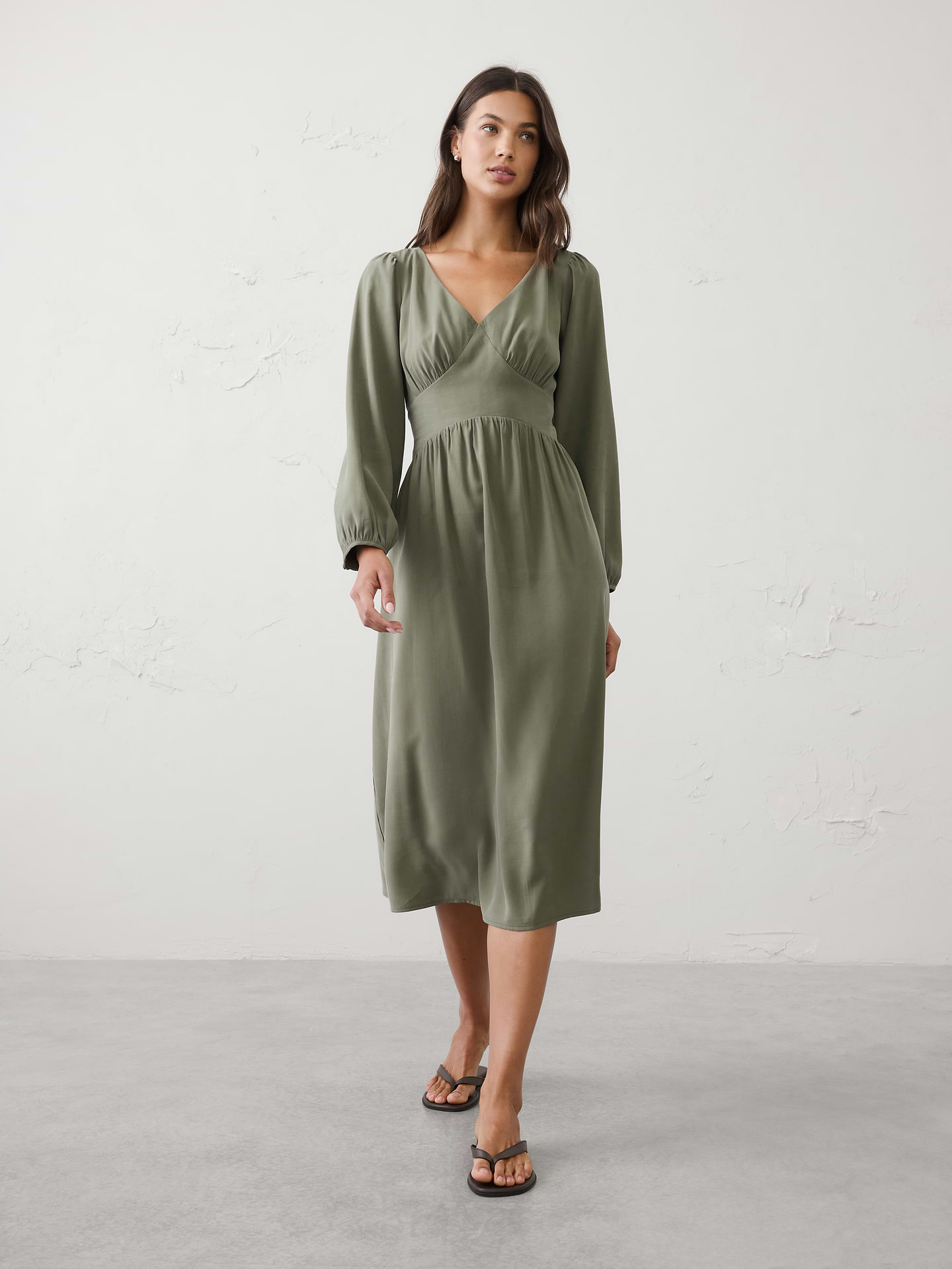Image number 1 showing, Arched-Yoke Midi Dress