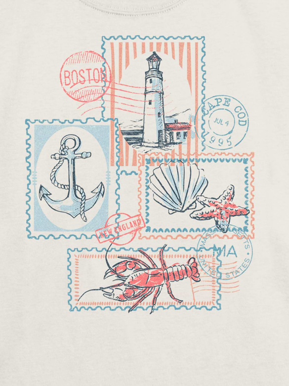 Kids Cape Cod Stamps Graphic T-Shirt