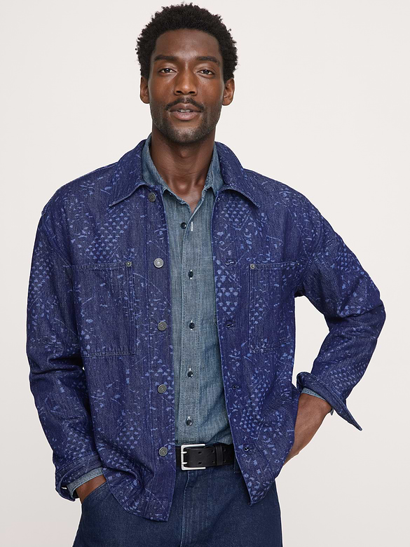 Relaxed-Fit Italian Printed Denim Overshirt