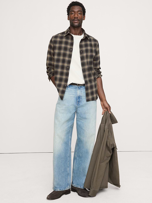 Standard-Fit Lightweight Brushed Flannel Shirt