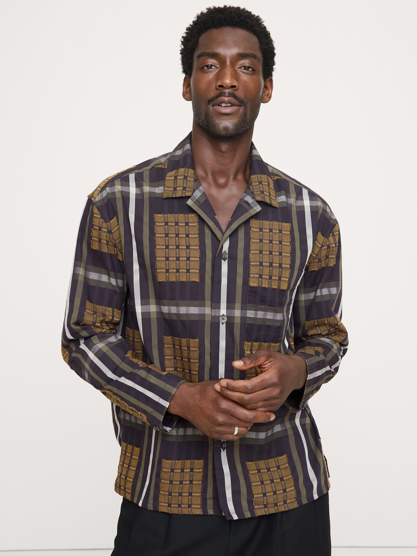 Image number 1 showing, Relaxed-Fit Textured Flannel Resort Shirt