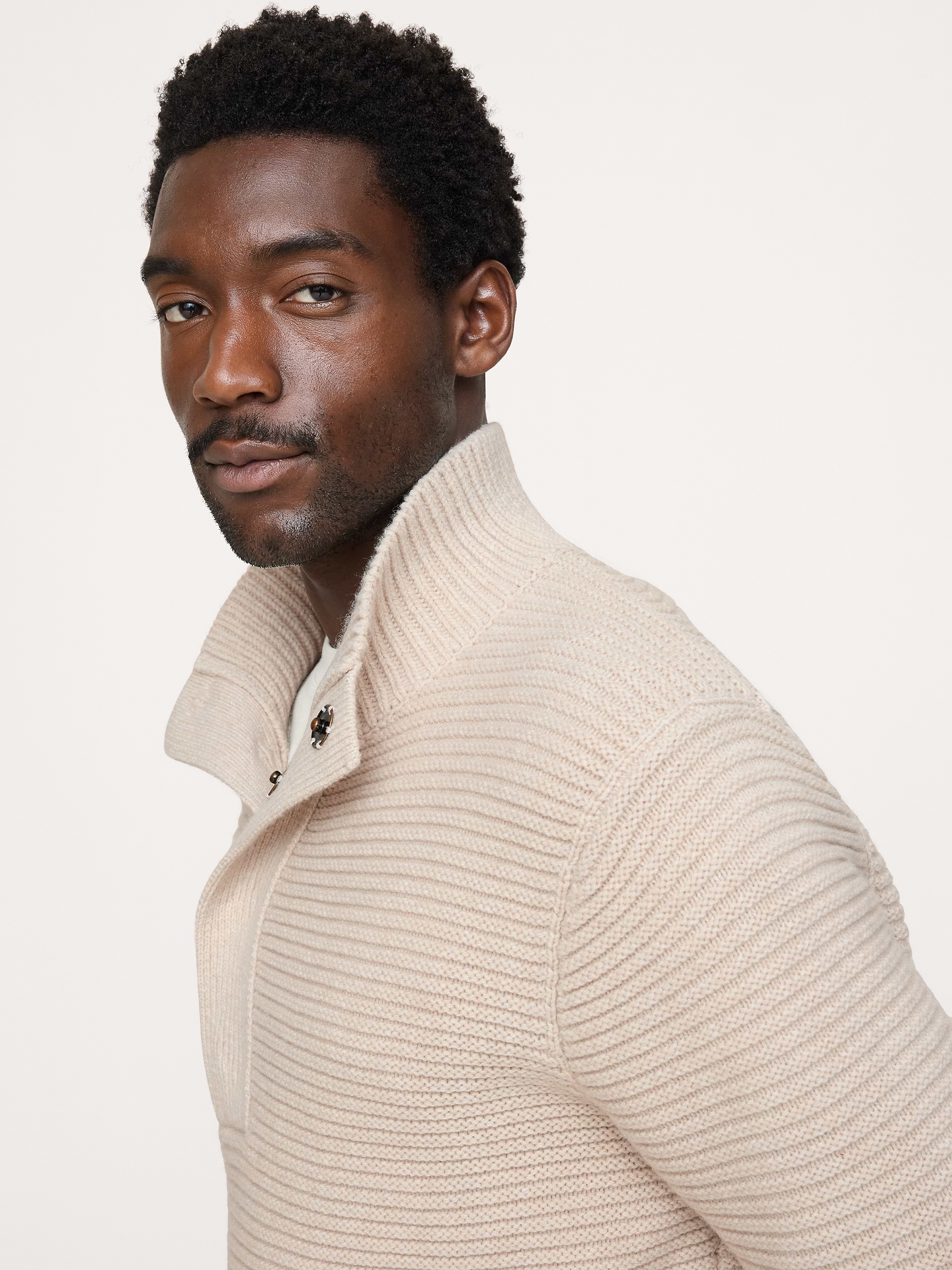 Image 4 of 6, Italian Merino-Blend Mock-Neck Sweater