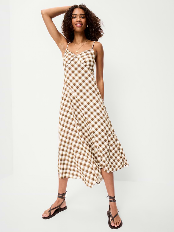 Fit & Flare Tie-Back Asymmetrical Midi Dress