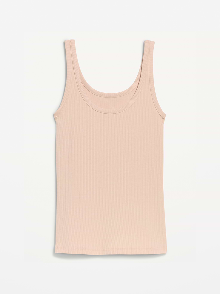 Image 4 of 8, First-Layer Ribbed Scoop-Neck Tank Top