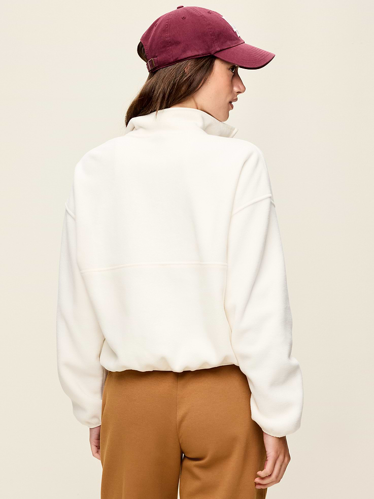 Image number 2 showing, Oversized Half-Zip Cropped Fleece Sweatshirt