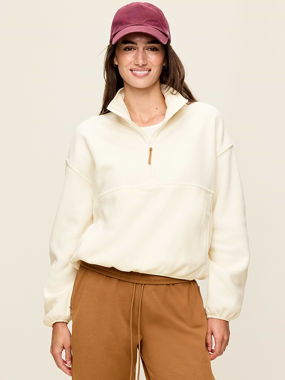 Oversized Half-Zip Cropped Fleece Sweatshirt