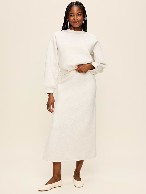 High-Waisted Bounce Fleece Maxi Skirt