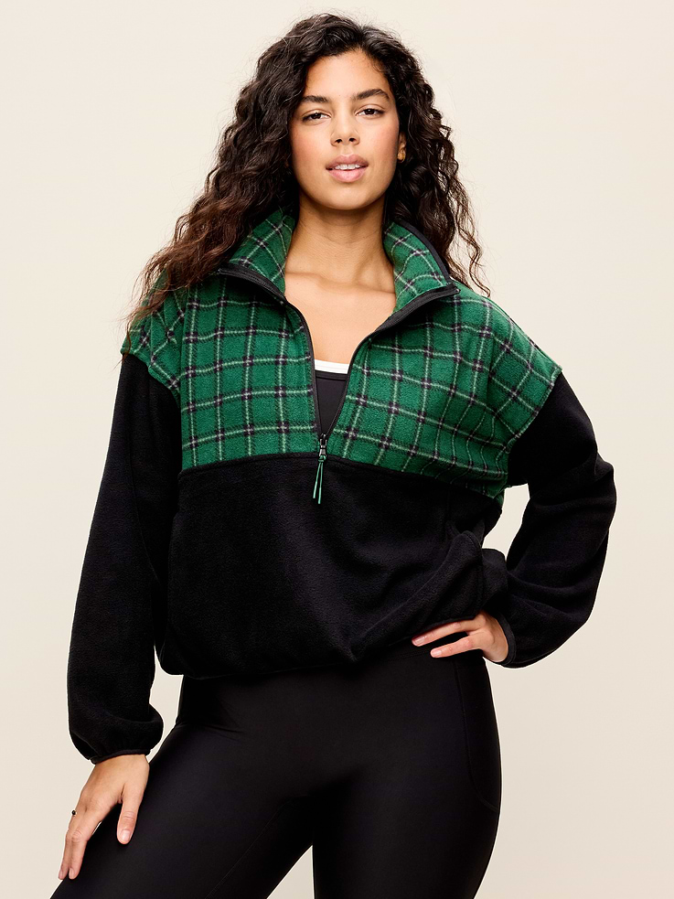Image number 5 showing, Oversized Half-Zip Cropped Fleece Sweatshirt
