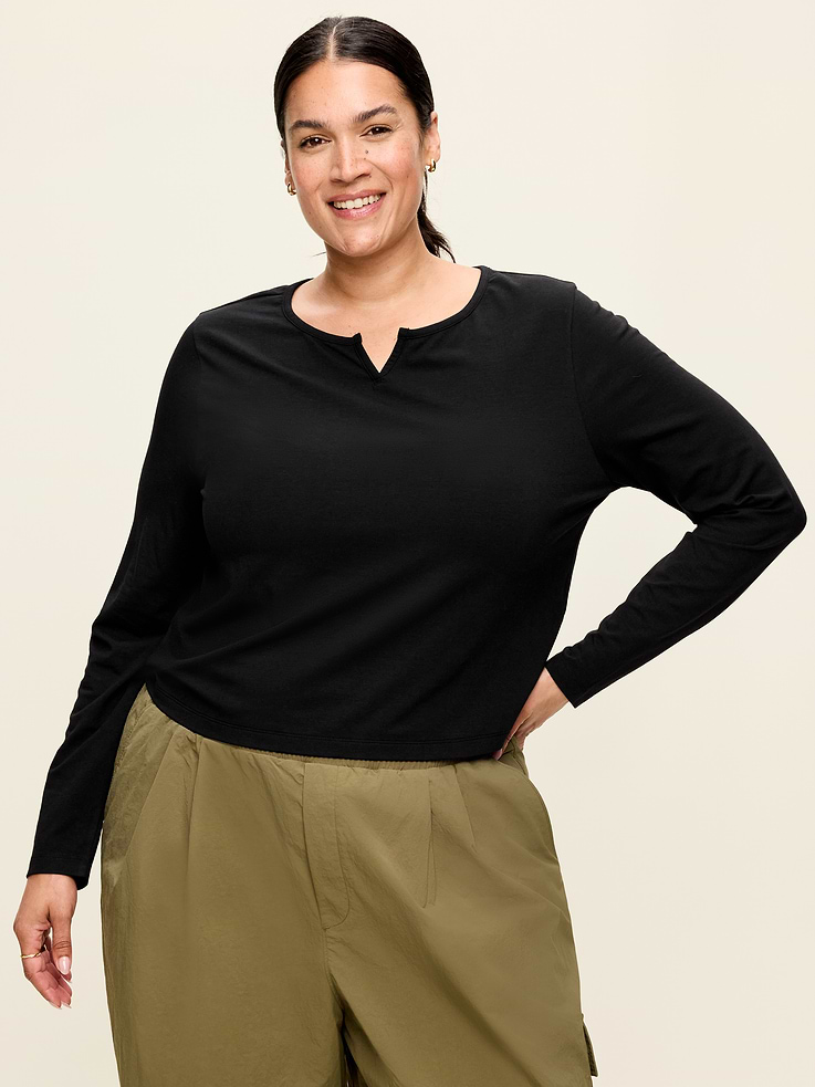 Image number 4 showing, Long-Sleeve Split-Neck Top
