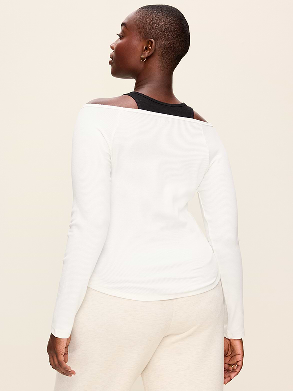 CloudLite Ribbed Long-Sleeve Boatneck Top
