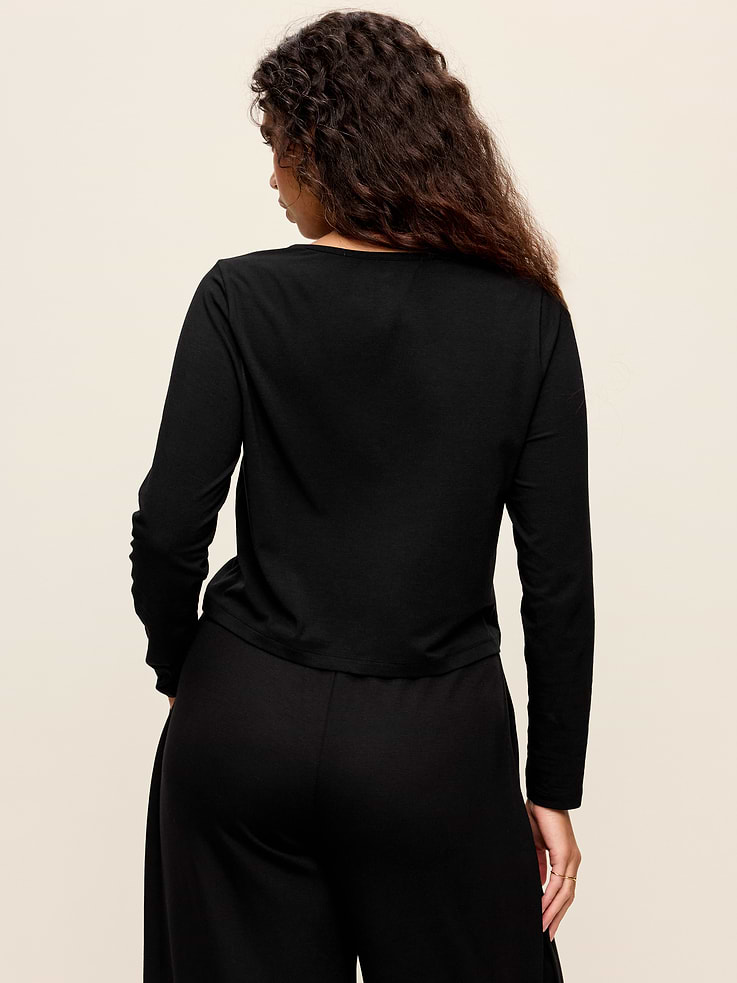 Image number 3 showing, Long-Sleeve Split-Neck Top