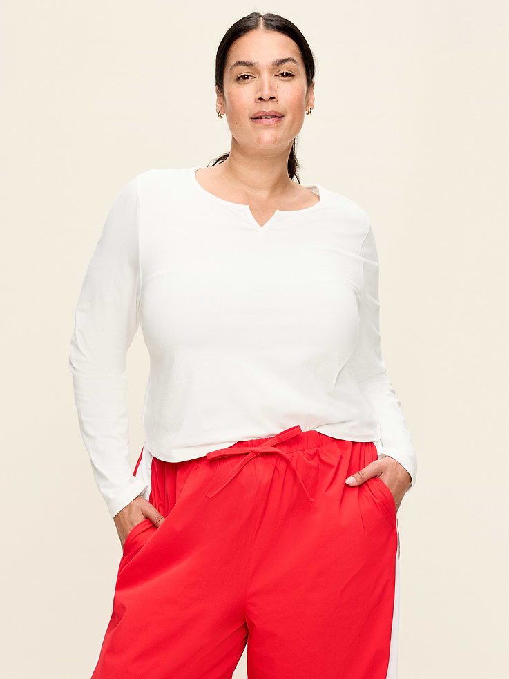 Image number 7 showing, Long-Sleeve Split-Neck Top
