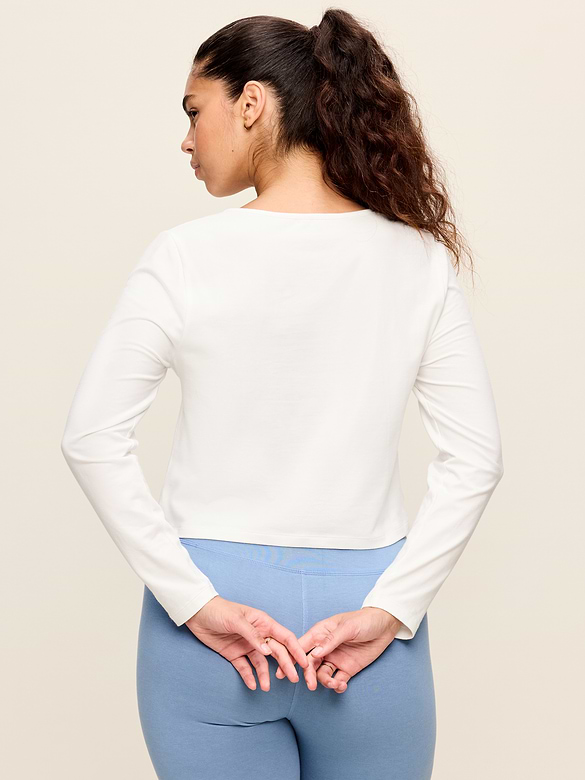 Long-Sleeve Split-Neck Top