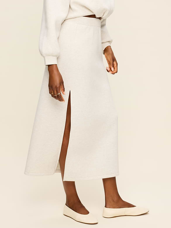 High-Waisted Bounce Fleece Maxi Skirt