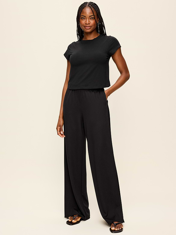 High-Waisted Bounce Lite Drapey Wide-Leg Pleated Pants