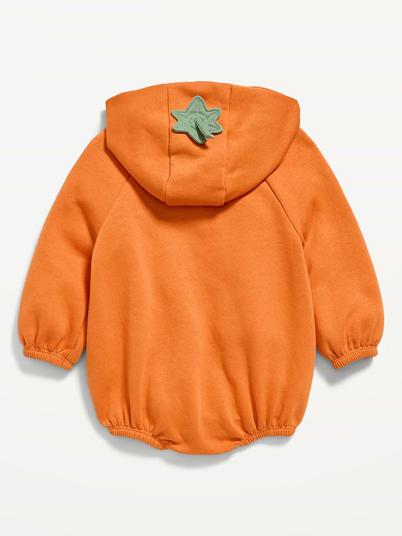 Hooded Pumpkin Critter Fleece One-Piece Romper for Baby