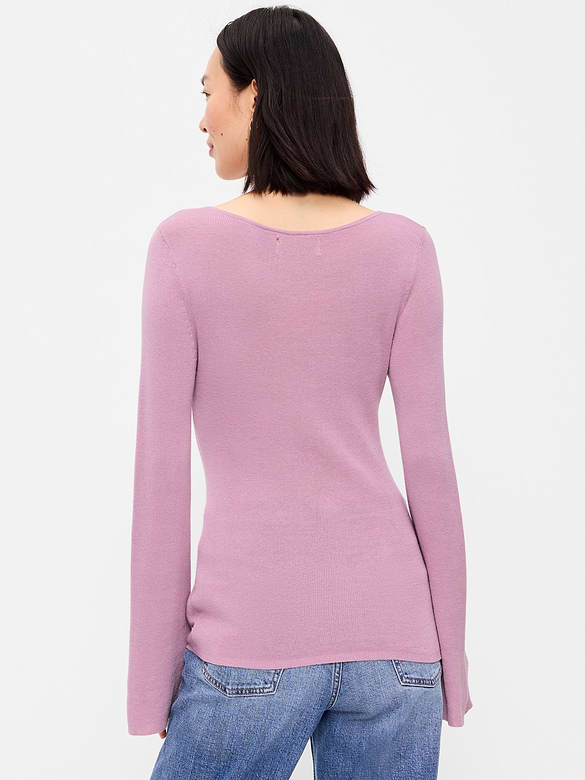 Bell-Sleeve Keyhole Top