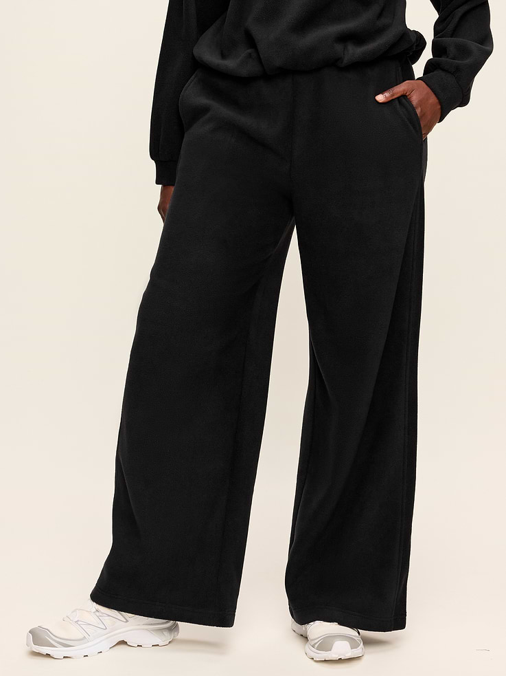 L'image numéro 4 présente Pantalon en micromolleton à jambe ultra-large à taille très haute