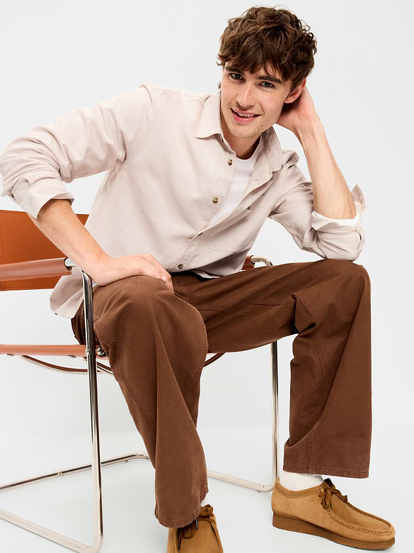 Relaxed Long-Sleeve Flannel Pocket Shirt