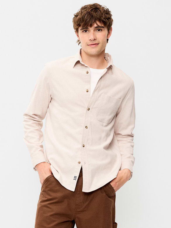 Relaxed Long-Sleeve Flannel Pocket Shirt