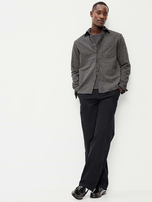 Relaxed Long-Sleeve Plaid Flannel Pocket Shirt