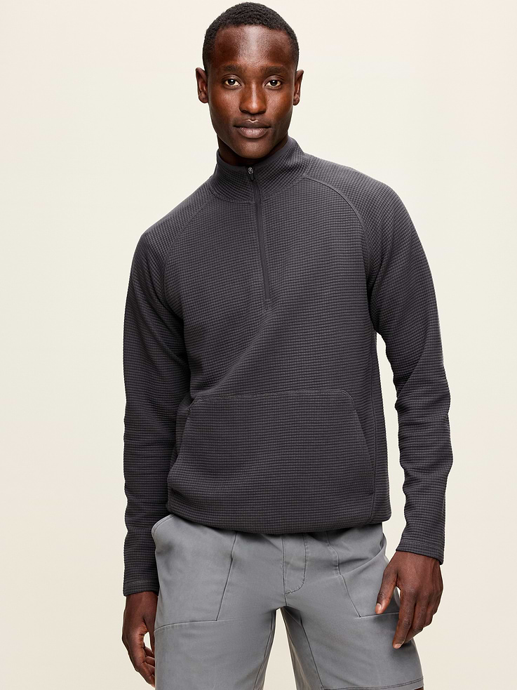 Image 1 of 5, mock neck, quarter-zip front, long sleeves, side pockets, easy pullover style, Product #907946