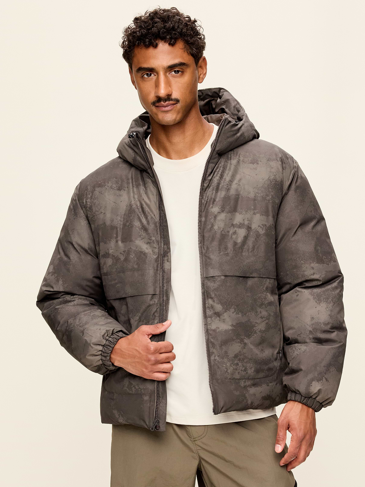 Image 1 of 4, built-in hood, standing collar, long sleeves, on-seam pockets, full length zipper, water resistant, Product #907939