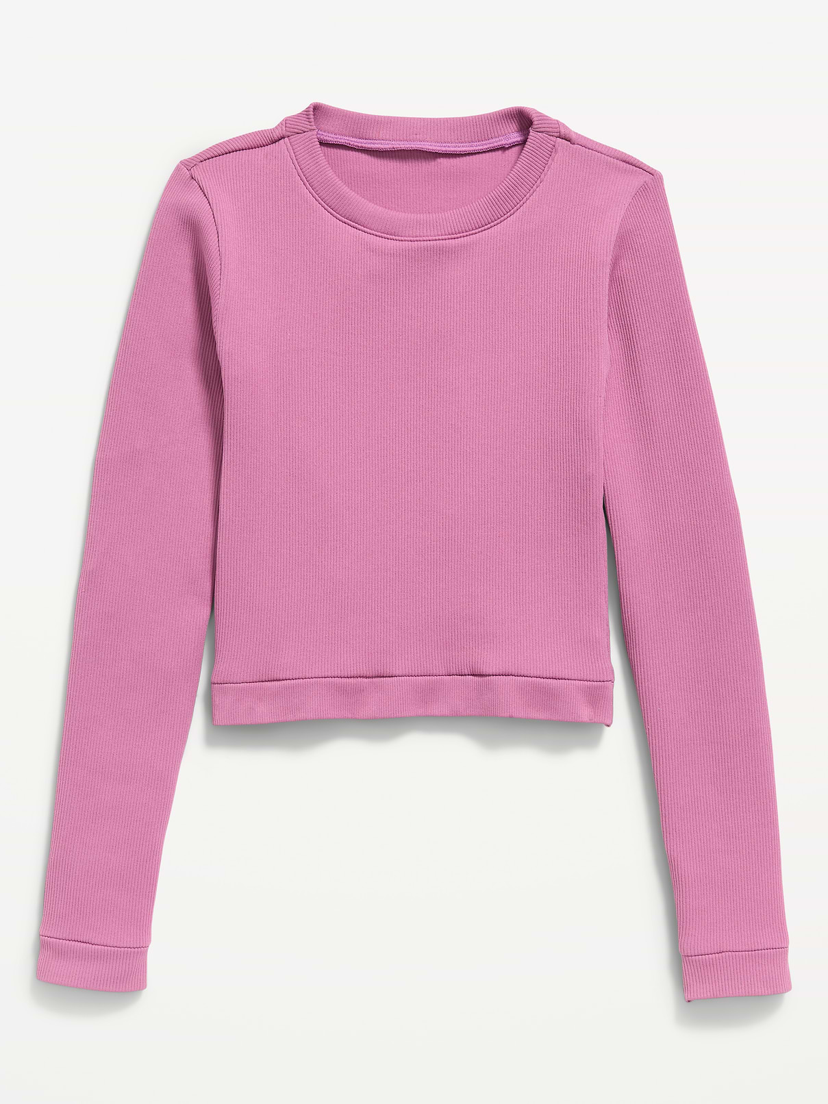 Image number 1 showing, Fitted Long-Sleeve Seamless Ribbed Performance Top for Girls