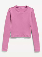Image number 1 showing, Fitted Long-Sleeve Seamless Ribbed Performance Top for Girls