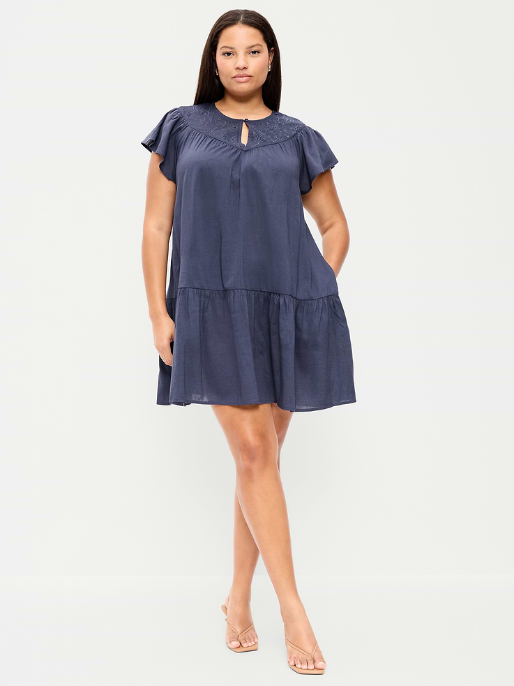 Image number 9 showing, Flutter-Sleeve Mini Swing Dress