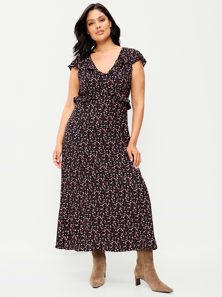 Image number 9 showing, Flutter-Sleeve Crepe Maxi Dress