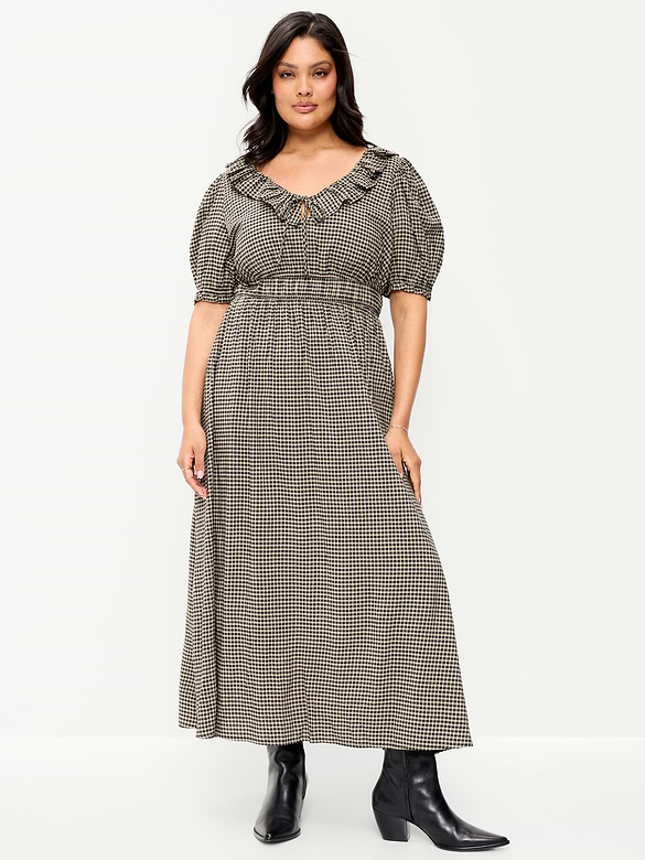Ruffle-Trim Boho Maxi Dress