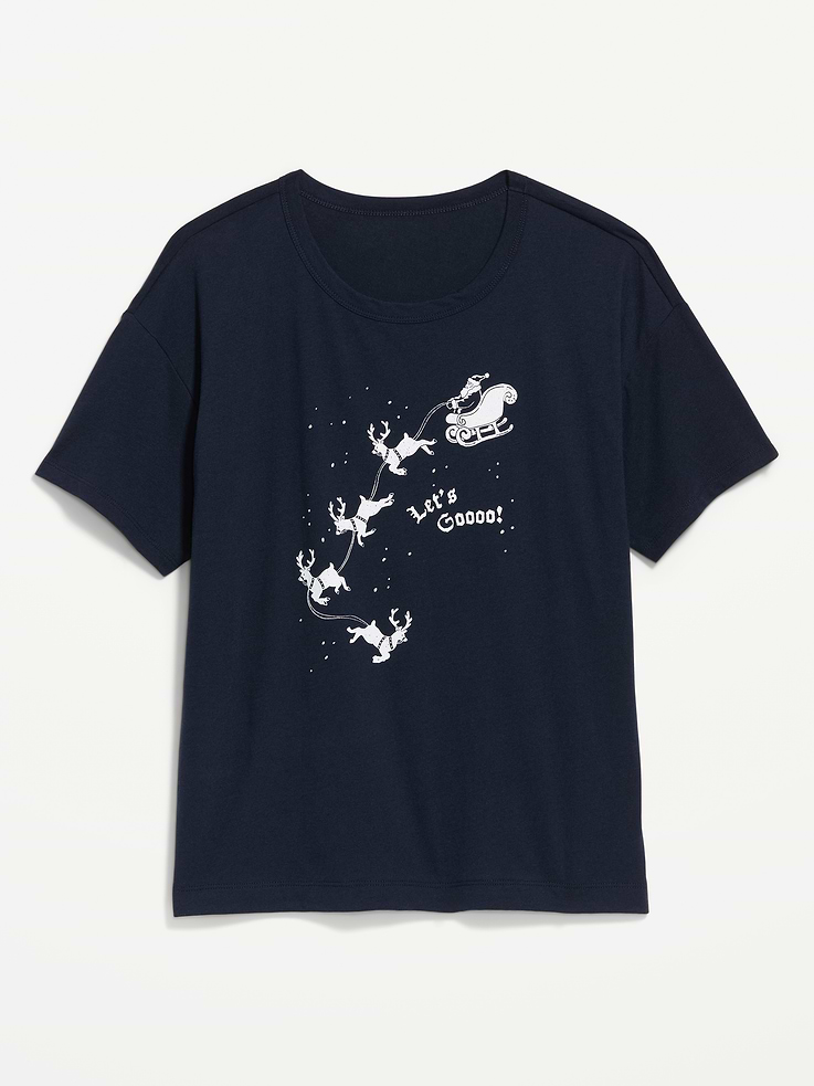 Image 1 of 6, rib-knit crew neck, short sleeves, graphic at front, Product #910769